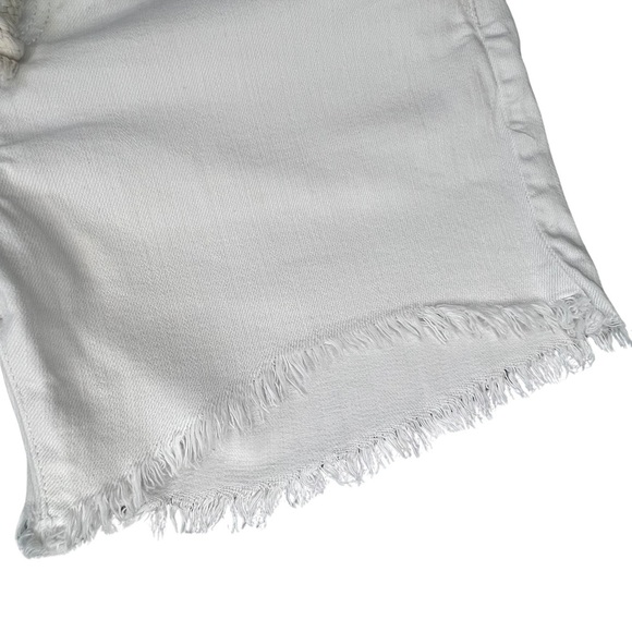 aerie Drawstring Pull On Elastic Waist Frayed Raw Hem Jean Shorts White Small S - Picture 15 of 16
